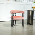 Fauteuil tonneau rembourré rose 23,62 po avec cadres en fer noir