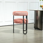 Fauteuil tonneau rembourré rose 23,62 po avec cadres en fer noir