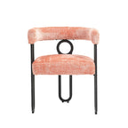 Fauteuil tonneau rembourré rose 23,62 po avec cadres en fer noir