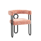Fauteuil tonneau rembourré rose 23,62 po avec cadres en fer noir
