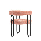 Fauteuil tonneau rembourré rose 23,62 po avec cadres en fer noir