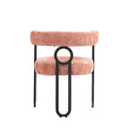 Fauteuil tonneau rembourré rose 23,62 po avec cadres en fer noir
