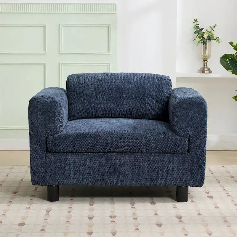 Modern Oversized Armchair Comfy Accent Chair Single Sofa for Living Room Bedroom Office Apartment, Woven Velvet Fabric