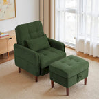 Fauteuil d'appoint et pouf de rangement avec dossier réglable