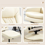 Fauteuil de relaxation réglable en cuir PU pivotant, dossier haut rembourré avec pouf et base en bois