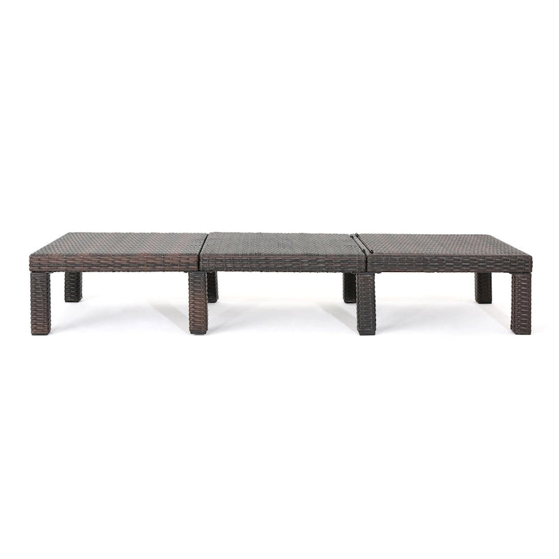 Jamia, chaise longue, osier marron, fer, dossier réglable, 195 cm