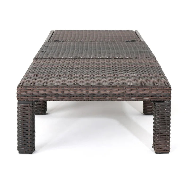 Jamia, chaise longue, osier marron, fer, dossier réglable, 195 cm