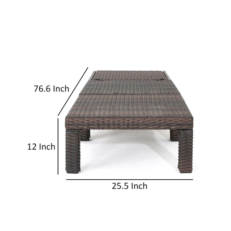 Jamia, chaise longue, osier marron, fer, dossier réglable, 195 cm