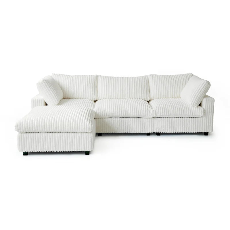 Grand canapé en peluche profonde Cloud, canapé modulable avec pouf