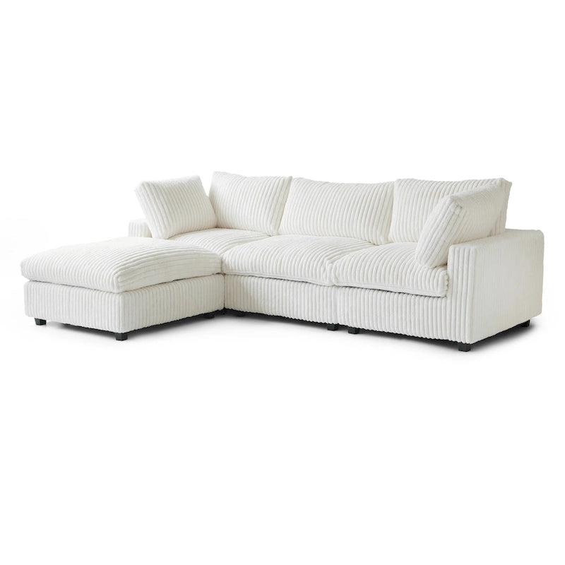 Grand canapé en peluche profonde Cloud, canapé modulable avec pouf