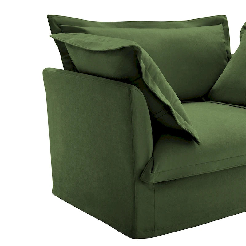 73,2 Canapé modulaire trois places en chenille avec housses amovibles lavables et plusieurs coussins
