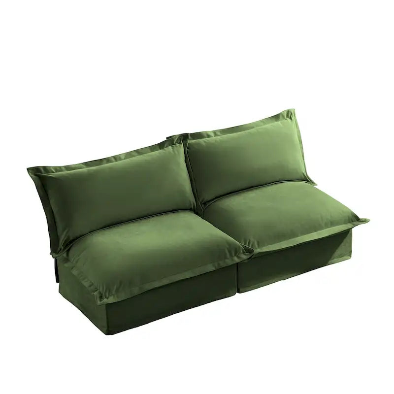 73,2 Canapé modulaire trois places en chenille avec housses amovibles lavables et plusieurs coussins