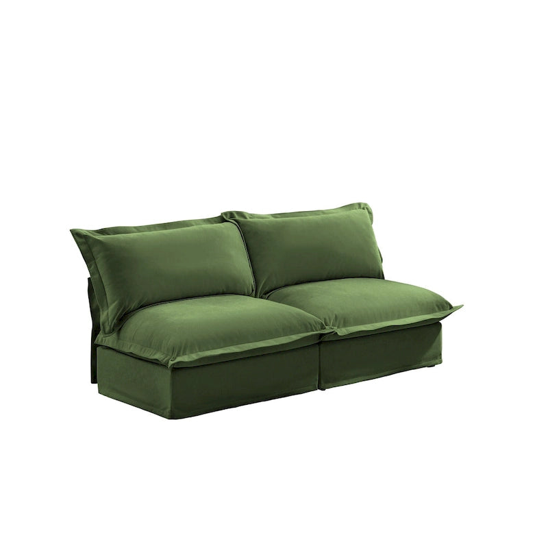 73,2 Canapé modulaire trois places en chenille avec housses amovibles lavables et plusieurs coussins
