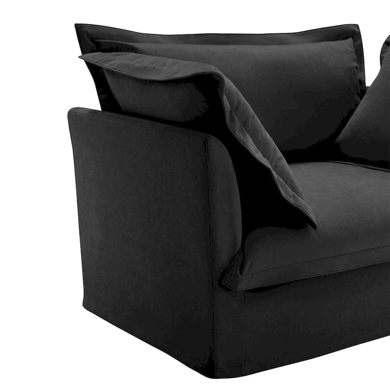73,2 Canapé modulaire trois places en chenille avec housses amovibles lavables et plusieurs coussins