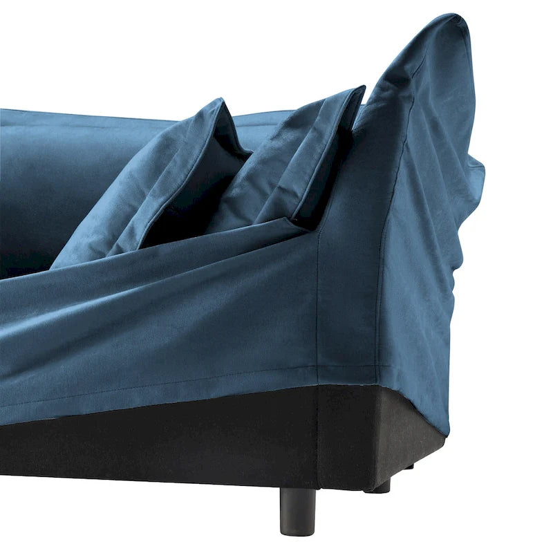 73,2 Canapé modulaire trois places en chenille avec housses amovibles lavables et plusieurs coussins