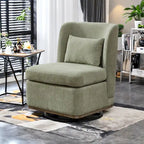 Fauteuil sans accoudoirs pivotant à 360° en chenille avec base en métal, coussin en mousse haute densité et oreiller inclus