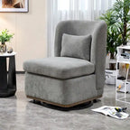 Fauteuil sans accoudoirs pivotant à 360° en chenille avec base en métal, coussin en mousse haute densité et oreiller inclus