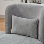 Fauteuil sans accoudoirs pivotant à 360° en chenille avec base en métal, coussin en mousse haute densité et oreiller inclus