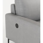 Canapé 3 places de luxe gris clair en cuir véritable 77 avec chargeur USB pour salon