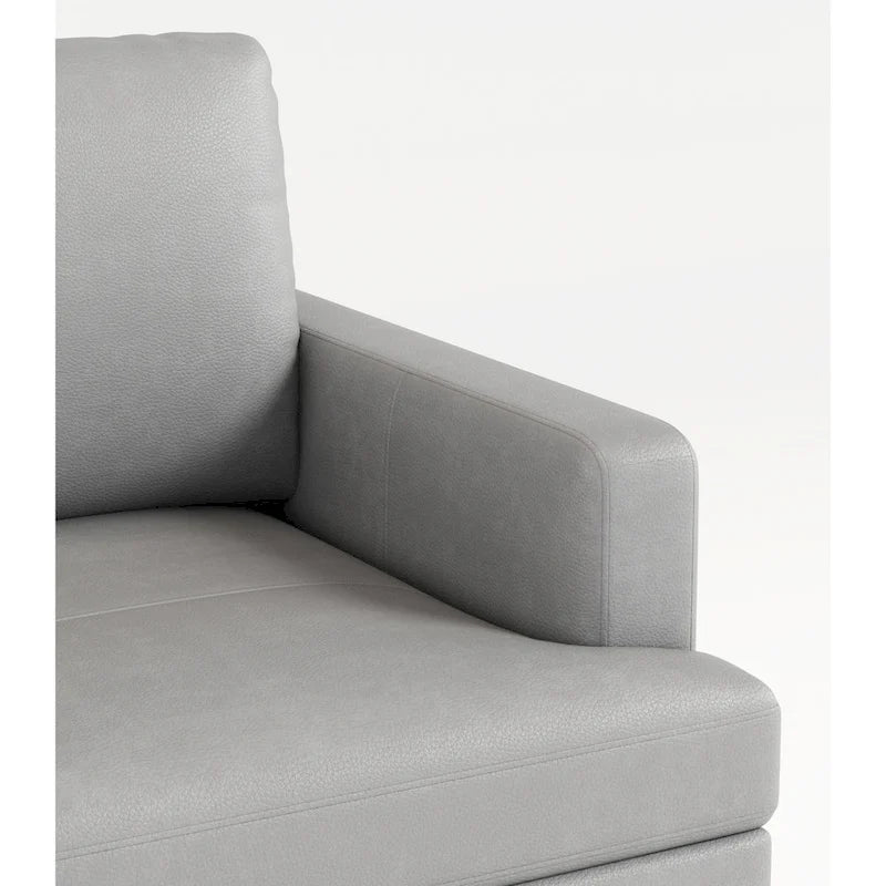 Canapé 3 places de luxe gris clair en cuir véritable 77 avec chargeur USB pour salon