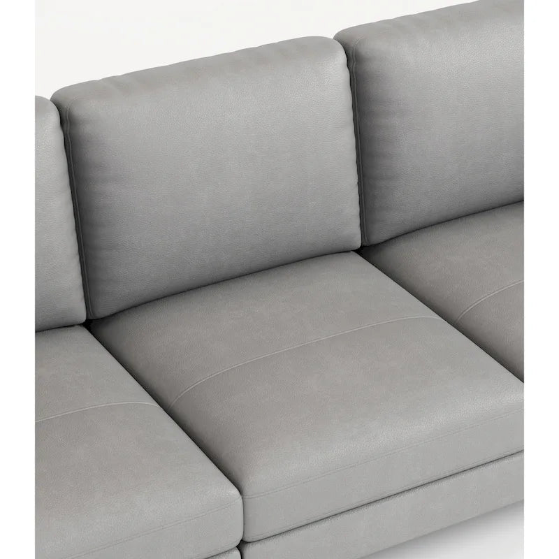 Canapé 3 places de luxe gris clair en cuir véritable 77 avec chargeur USB pour salon