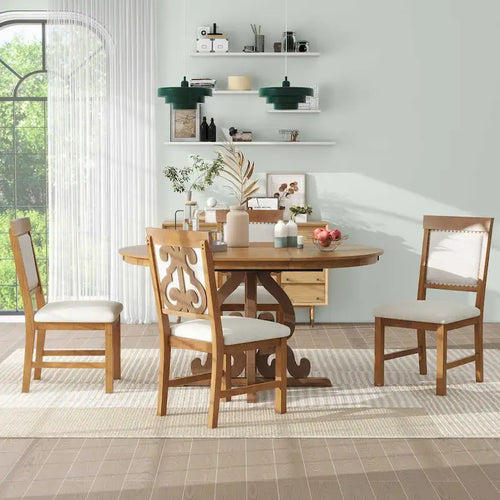 Ensemble de salle à manger 5 pièces en bois avec table extensible et 4 chaises