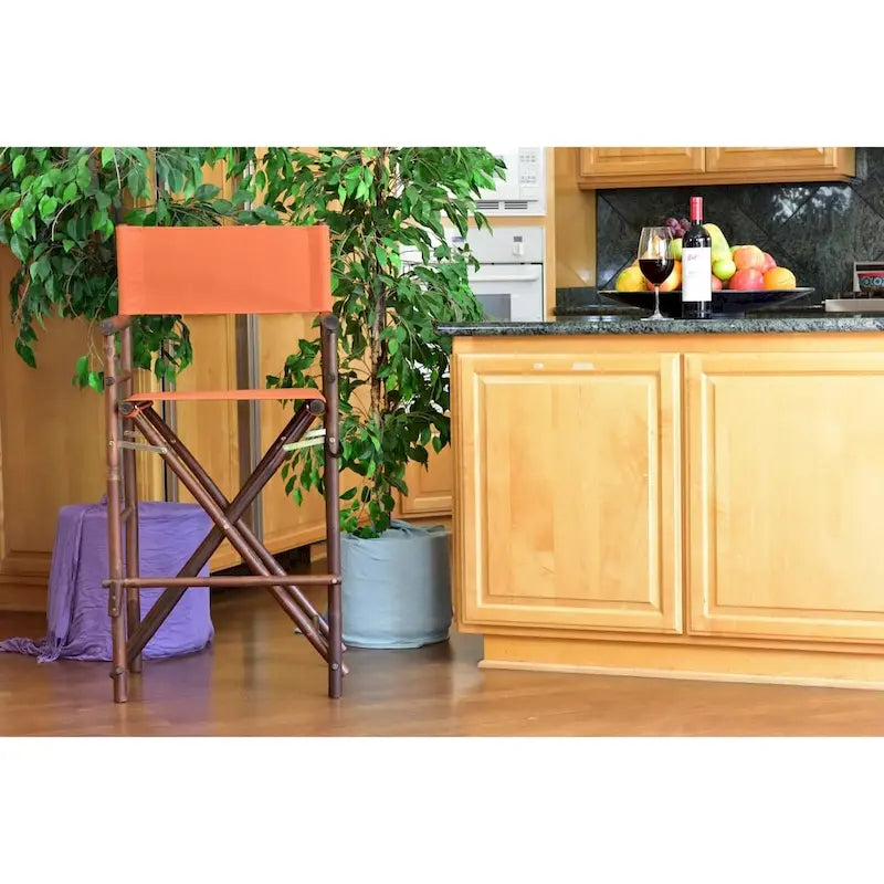 Chaise de réalisateur Zew Handcrafted Espresso Bamboo, hauteur de bar
