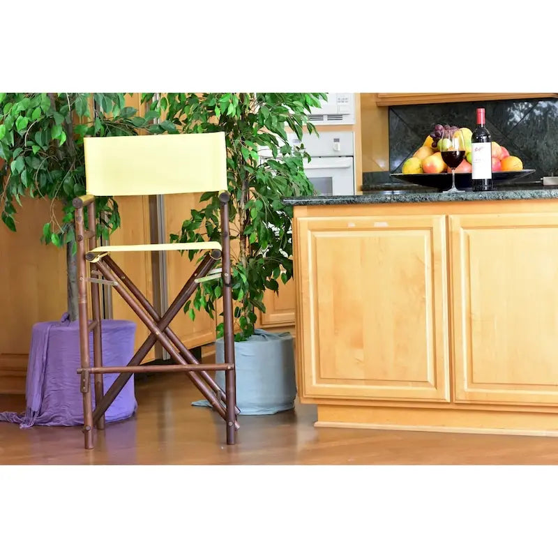 Chaise de réalisateur Zew Handcrafted Espresso Bamboo, hauteur de bar