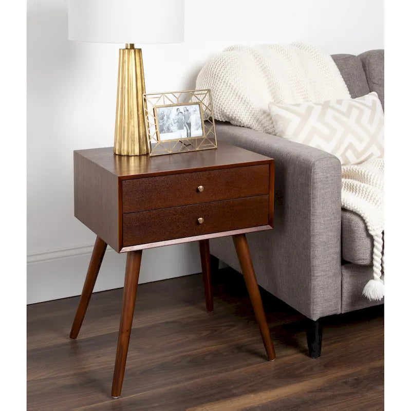 Table de chevet Finco avec 2 tiroirs