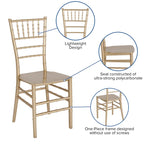 Chaise Chiavari empilable en résine - 15L x 18,75P x 35H - 15L x 18,75P x 35H