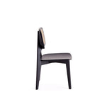 Chaise de salle à manger carrée Versailles en noir et cannage naturel
