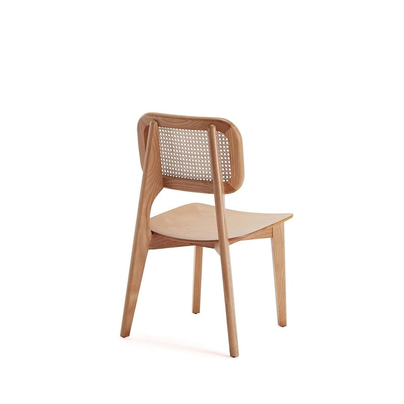 Chaise de salle à manger carrée Versailles en noir et cannage naturel