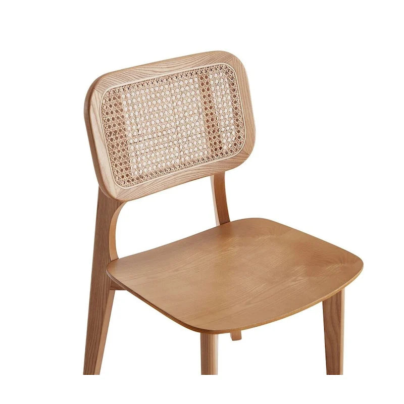 Chaise de salle à manger carrée Versailles en noir et cannage naturel