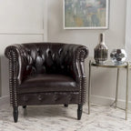 Fauteuil club Akira en cuir reconstitué capitonné