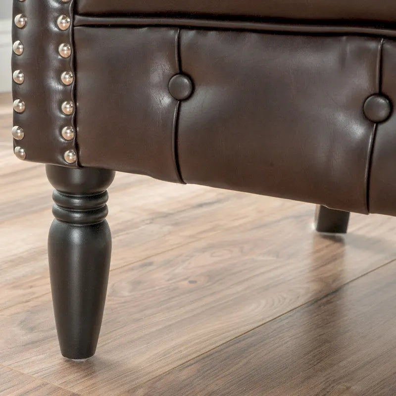Fauteuil club Akira en cuir reconstitué capitonné