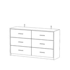 55.1 Commode de chambre moderne à 6 tiroirs Finition brillante