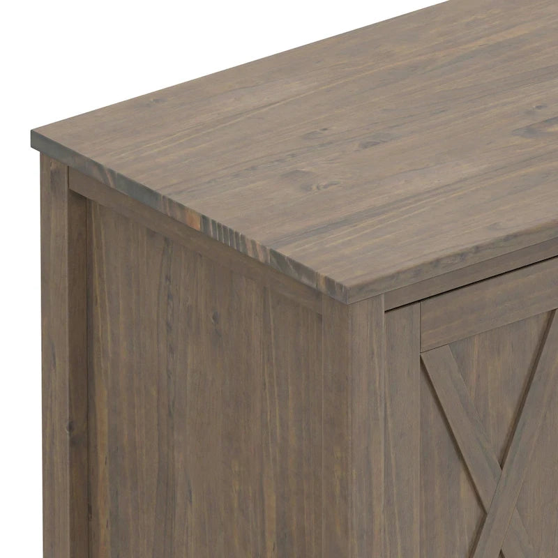 Meuble TV-Média Transitionnel Cantina en Bois Massif de 72 po de Large, Brun Fumé, Pour Téléviseurs Jusqu'à 80 po
