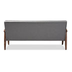 Canapé 3 places Sorrento Rétro Mid-century Moderne en tissu gris et bois