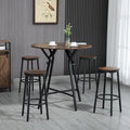 Table de bar et chaises industrielles, table à manger peu encombrante avec 4 tabourets pour pub et cuisine, noir et marron