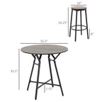 Table de bar et chaises industrielles, table à manger peu encombrante avec 4 tabourets pour pub et cuisine, noir et marron