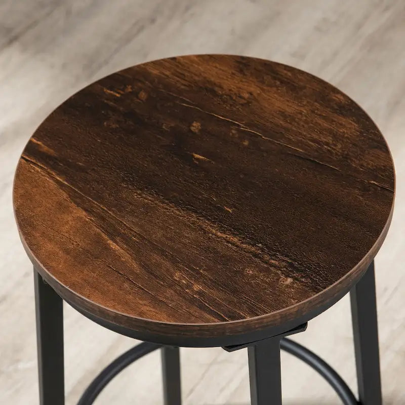 Table de bar et chaises industrielles, table à manger peu encombrante avec 4 tabourets pour pub et cuisine, noir et marron