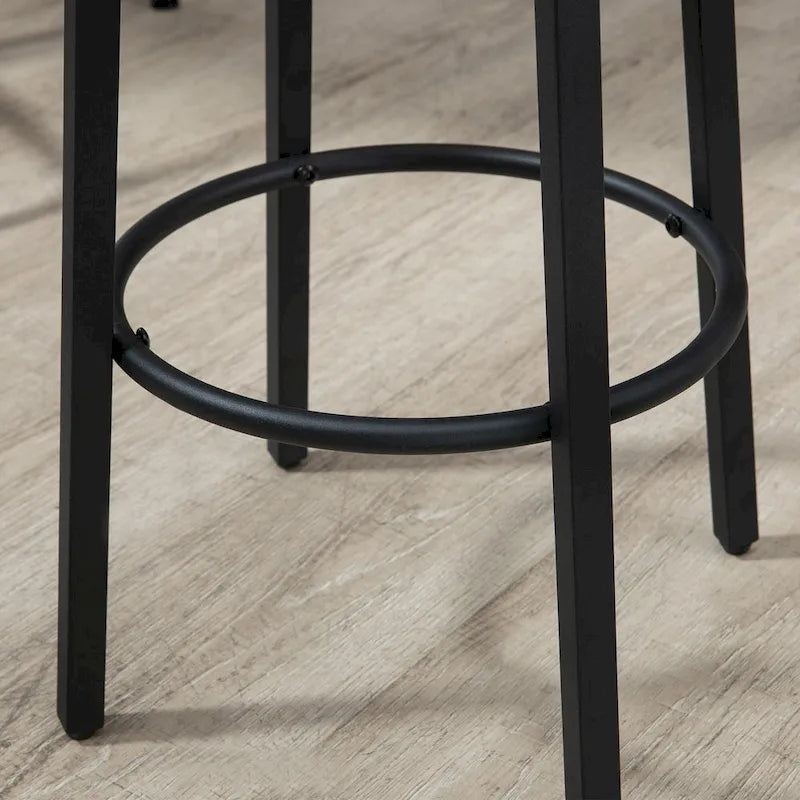 Table de bar et chaises industrielles, table à manger peu encombrante avec 4 tabourets pour pub et cuisine, noir et marron