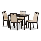 Ensemble de salle à manger contemporain en similicuir beige