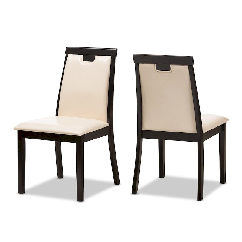 Ensemble de salle à manger contemporain en similicuir beige