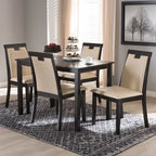 Ensemble de salle à manger contemporain en similicuir beige
