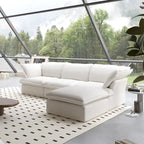 L-Shaped Linen Sectional Sofa Modern Comfortable Sofa