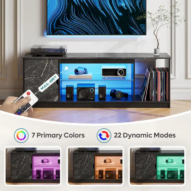 Meuble TV moderne pour téléviseurs jusqu'à 65 pouces, centre de divertissement de jeu avec étagères réglables pour PS5 - 58 pouces