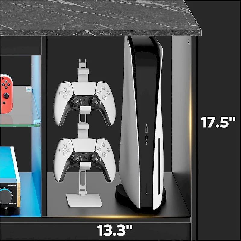 Meuble TV moderne pour téléviseurs jusqu'à 65 pouces, centre de divertissement de jeu avec étagères réglables pour PS5 - 58 pouces