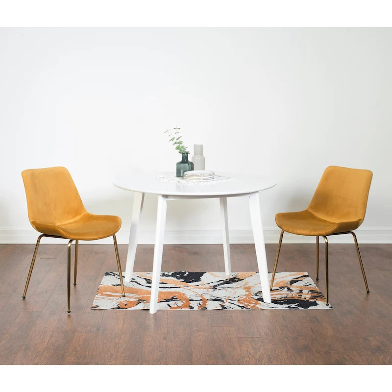 Ensemble de salle à manger contemporain Aufurr, table ronde blanche et 2 chaises