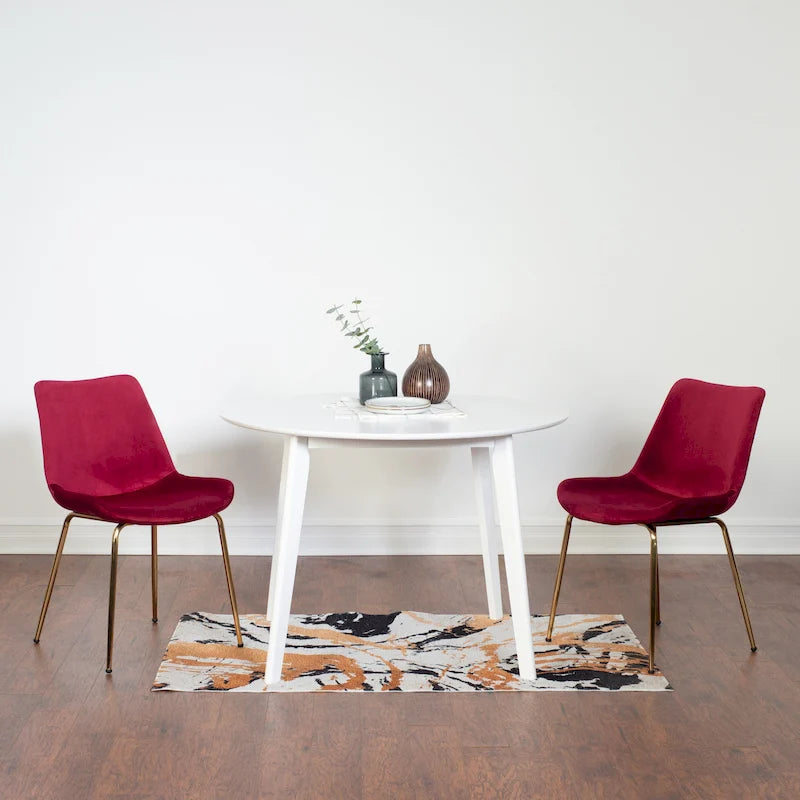 Ensemble de salle à manger contemporain Aufurr, table ronde blanche et 2 chaises